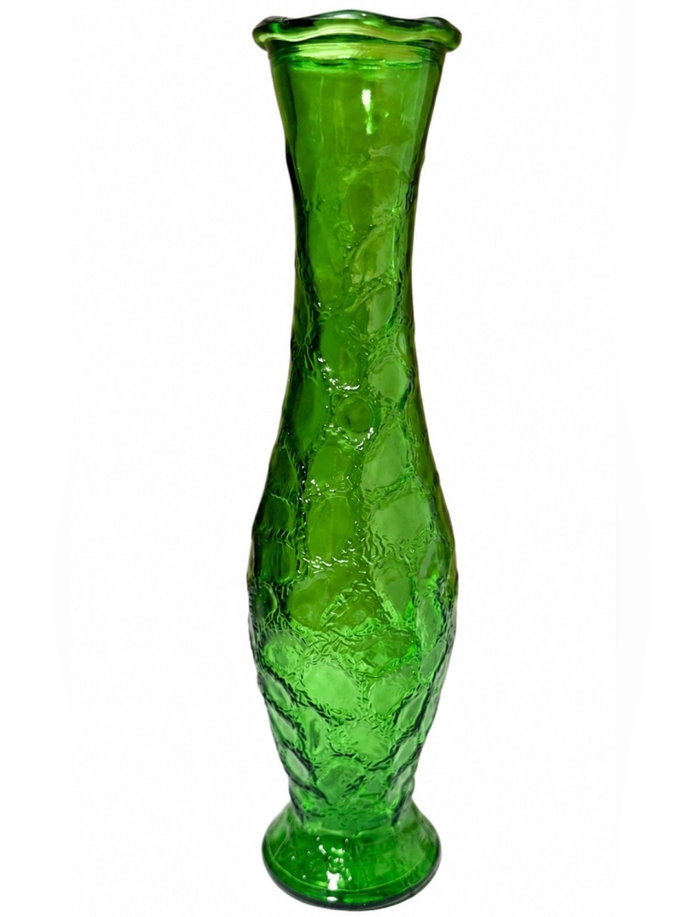 1972 Sam Berger Textured Green Glass Bud Vase